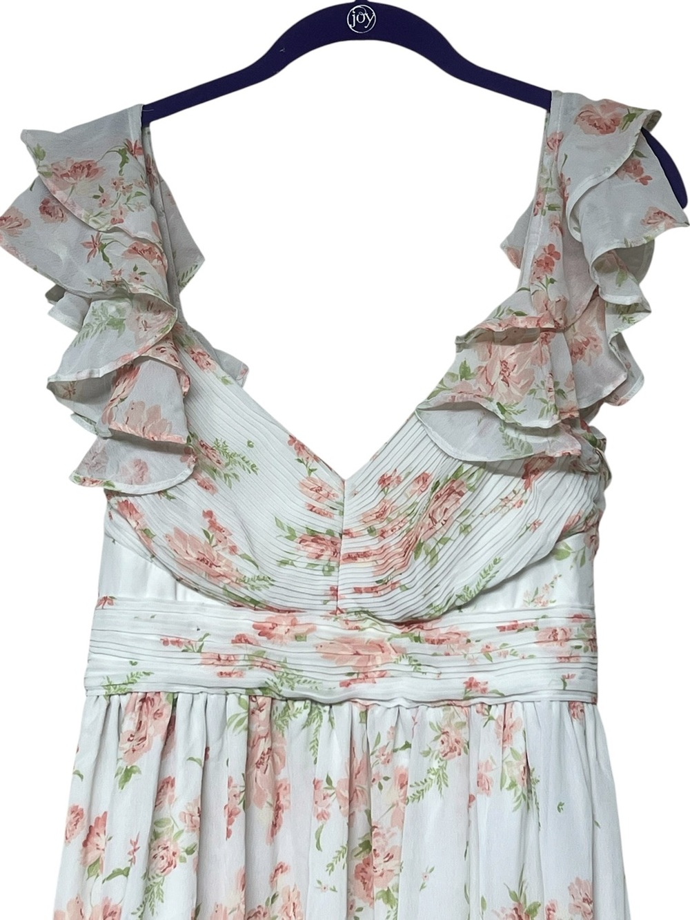 Birdie Grey Michelle chiffon maxi dress in whimsical blooms ruffle floral - Picture 7 of 13